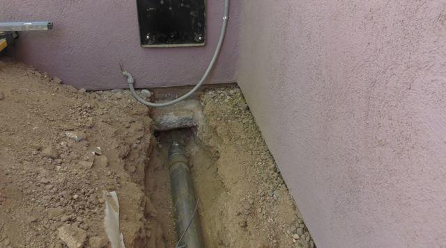 Here we can see the completed trench for the MoistureLevel Smart Foundation System's dry air intake.