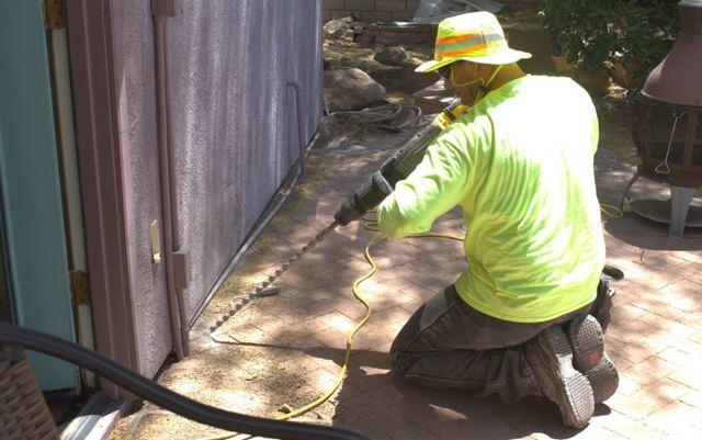 ... but we have tools for that! Arizona Foundation Solutions Foreperson, Danny Balderas, getting things started! Drilling the holes for the dry air uptake takes some time, but Danny makes it look easy!