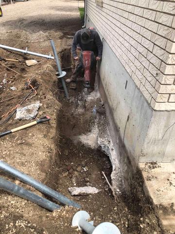 Helical Piers prep. Digging out the holes to install