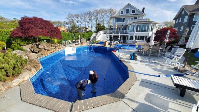 The new liner is in and the pool is ready to be filled with water.