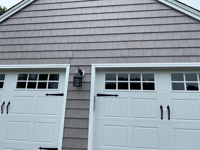 This garage looks much cleaner after pressure washing