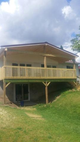 The finished deck facing out to Crooked Lake