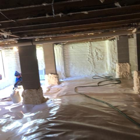 CleanSpace liner with spray foam insulation