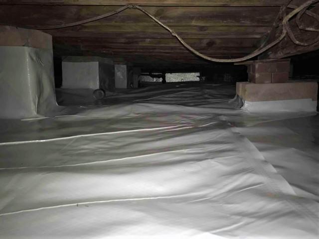 Installing a tight and durable vapor barrier, such as CleanSpace, gives the crawl space protection from ground water evaporating into the air.