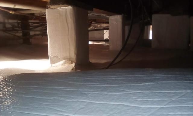 Crawl Space Encapsulated in Plymouth, MI - Pier Wrapping