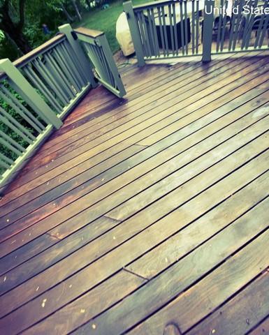 New stain for the deck floor and spindles look better than ever!