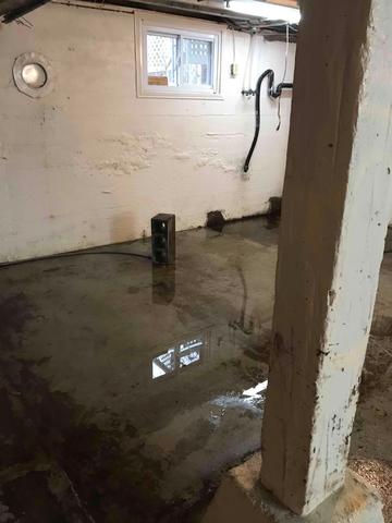 Before damp basement floors