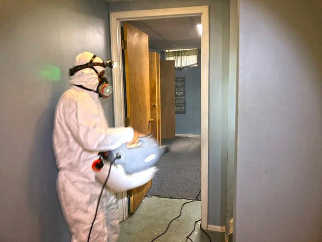 Afterwards, we applied our patented sealant called MAPS 2. This encapsulates the surface that the mold is growing on and renders it harmless and non-allergenic.