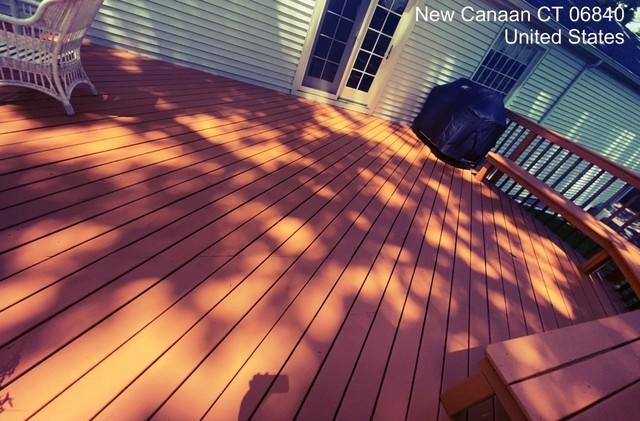 The built in benches, deck rails, and floors were included in this deck staining project.