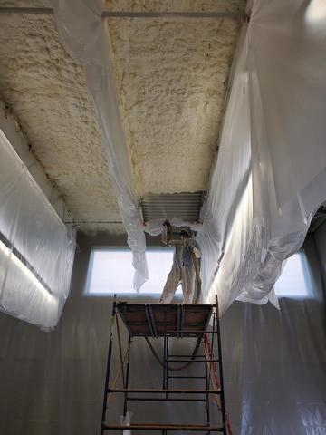 <p>Our team insulated the ceiling with open cell spray foam.</p>