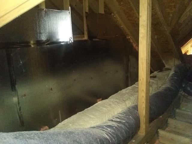 We insulated the duct work with closed cell spray foam and insulated this knee wall with 3HT.