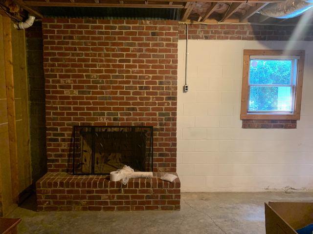 Fireplace and Exposed Wood