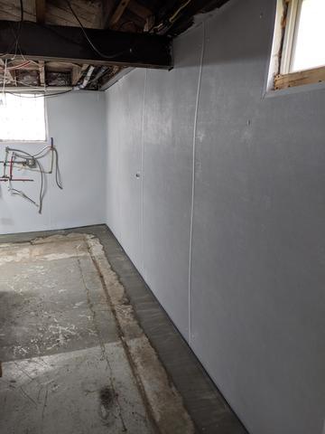 <p>Our patented BrightWall and WaterGuard were installed around the entire basement to not only waterproof the entire basement but to also improve the overall appearance.</p>