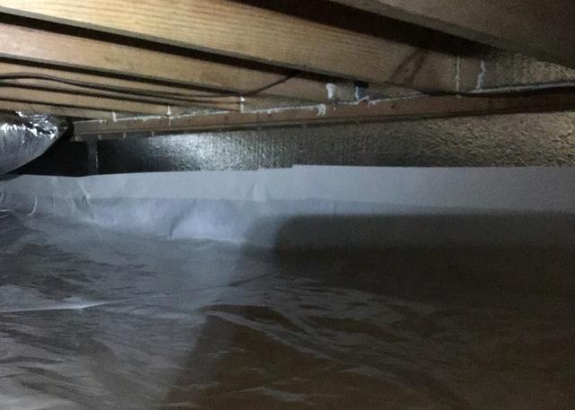 The CleanSpace Encapsulation System creates a water barrier from the element water from being sucked up into the wood and insulation in the crawl space.