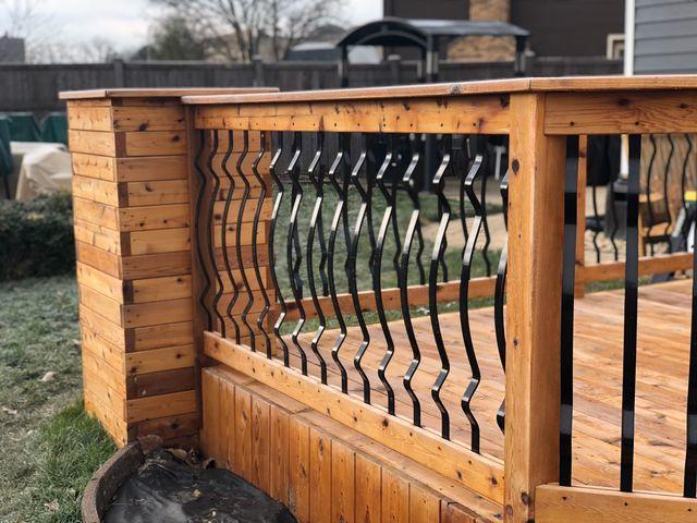 The homeowners chose these handrails to complete this new deck