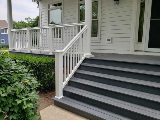 Azek railings were added to finish off the deck