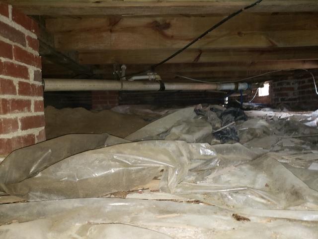 Many homes with crawlspaces have existing plastic vapor barriers that don't work and make the problem worse.