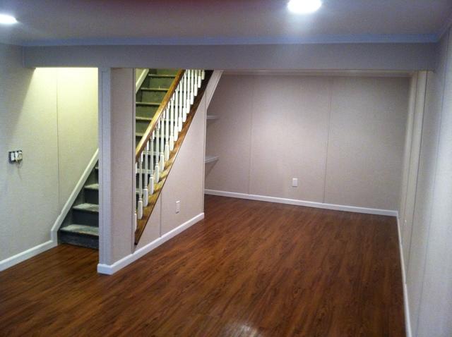 Our team came in and redid the floors for this homeowner's new basement.