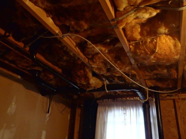 Damaged photo of ceiling.