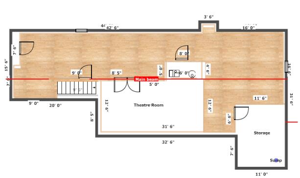 The finished design, showcasing the large media viewing/home theater area.