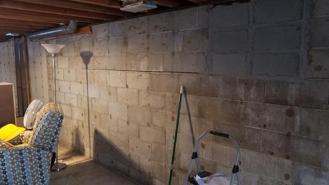 Before Photo - Cracked and Bowing Walls