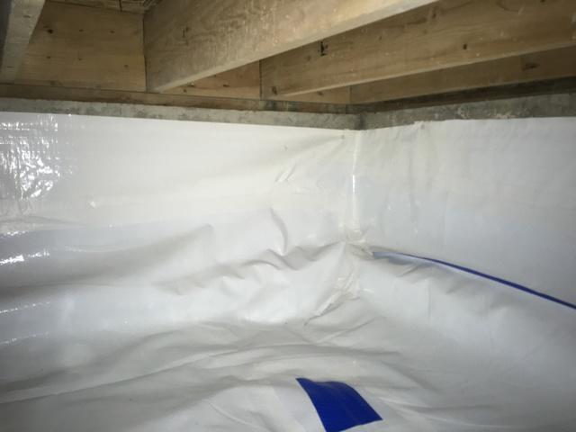 We sealed the crawl space using our CleanSpace Encapsulation System. The thick vapor barrier prevents mold, moisture, and rodents from getting in.