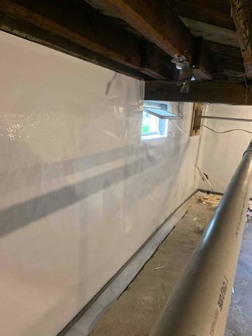 Our team installed our WaterGuard System, CleanSpace Wall System Vapor Barrier, and SuperSump Plus M53 to restore the homeowner's peace of mind and the quality of her basement.