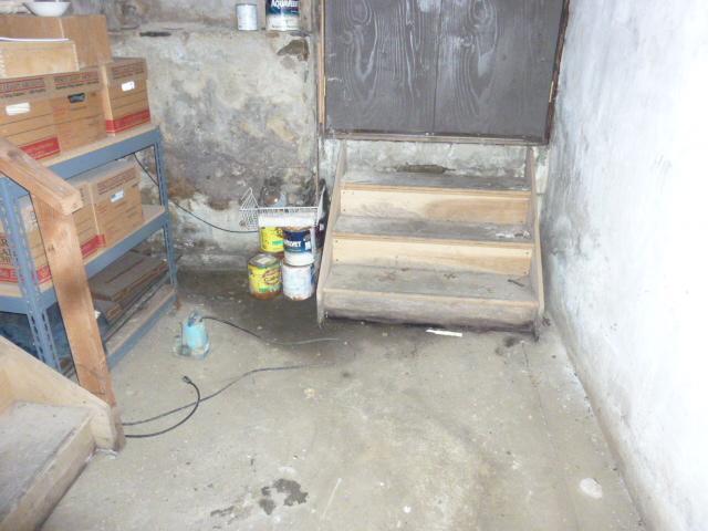 Stairs that have been damaged by water. 