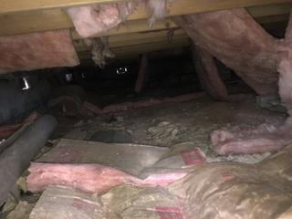 This Fort Myer, VA crawl space had debris and falling insulation everywhere.