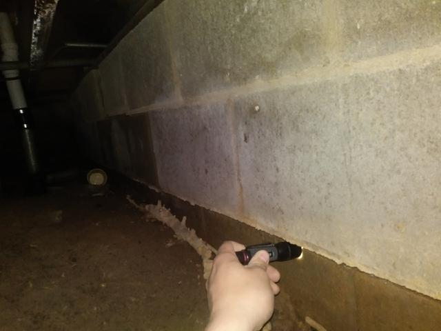 Before Photo - Shifting Cinder Block Foundation Walls