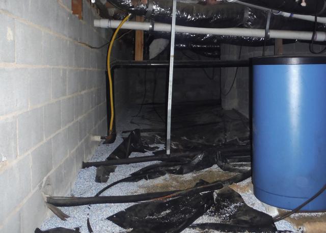 The high humidity and moisture levels in the crawl space had caused condensation to form which lead to mold and mildew on the floor joist and other parts of the crawl space.