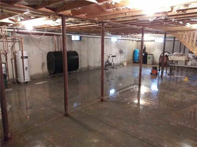 This wide angle is to show just how wet the basement floor was, and how much the water had spread out.