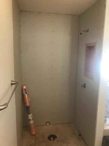 Our team is ready to installed tile in this half bathroom package.