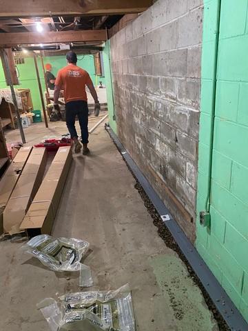 Basement Waterproofing in Progress in Deerwood, MN