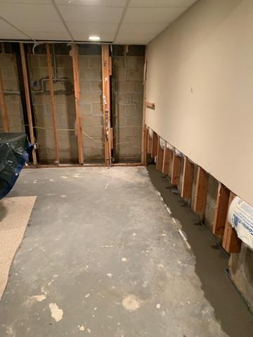 Half Demo Wall and French Drain System