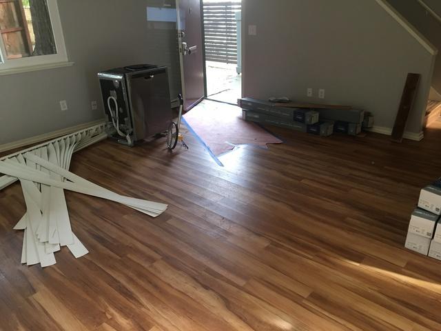 After a PolyLevel injection the result is a more leveled slab. This photo is after the client installed their new floor.