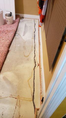 Interior Slab Crack Near a Wall - Before