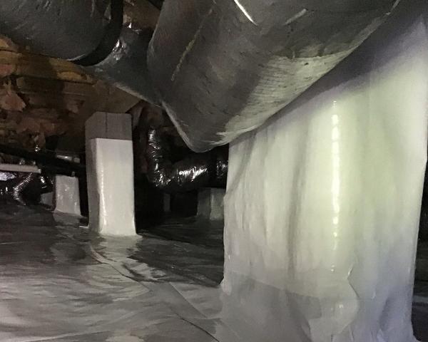 Unlike a vapor barrier system, the CleanSpace Crawl Space Encapsulation System wraps the piers of the home so that moisture and water cannot enter from around them.