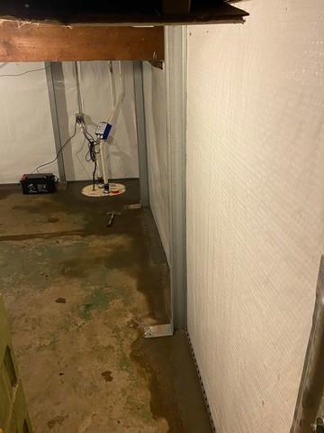 This Aitkin, MN basement has CleanSpace® vapor barrier installed on the walls. This will collect any water leaks and moisture and direct it downward into the WaterGuard® french drain system.