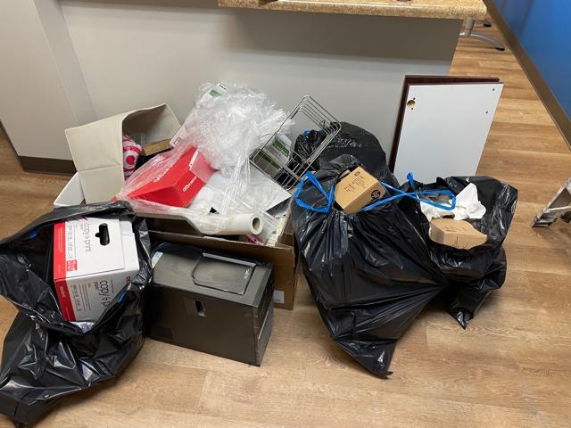 <p>Various piles of unwanted items</p>