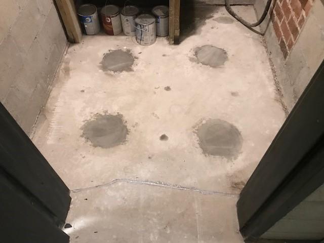 Pier Holes After Drying and Crack Sealed