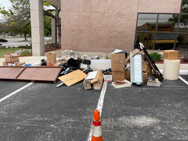 <p>This office building was busy spring cleaning!</p>