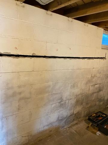Deep Wall Cracks In Mora, MN Basement - Before Photo