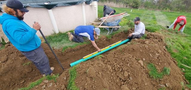 Discharge Line Being Leveled