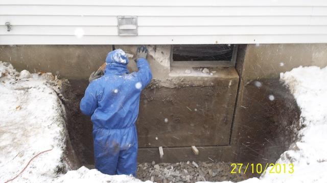 If necessary a section of the wall is removed to fit the new window.  