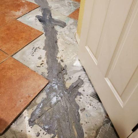 First Concrete Crack Stitching Repair Step