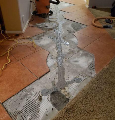 Second Concrete Crack Stitching Repair Step