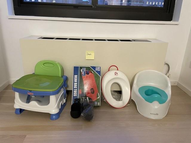 Assortment of baby items.