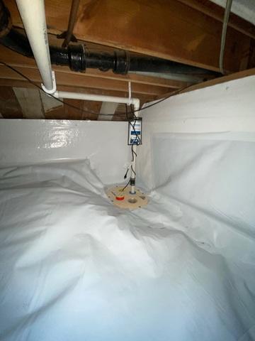 Along with the CleanSpace the sump pump will drain water out of the crawl space.