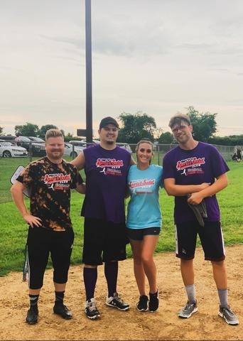 Auston, Cameron, Kelsey, and Travis in the Spring, Summer, and Fall all play in a kickball league for the Evansville Social Club on Wednesdays. Travis and Cameron are on the same team, but each are on 3 separate teams. It may or may not get a little competitive in the office when they have to play one another.